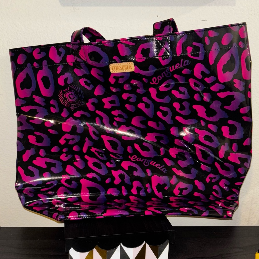 Pink and Black Consuela Tote Bag
